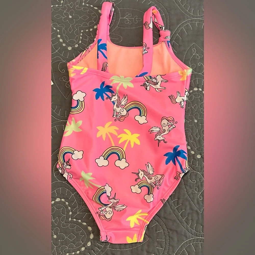 Okie Dokie Toddler Girls Tropical Unicorn One Piece Swimsuit NWT Size 2T